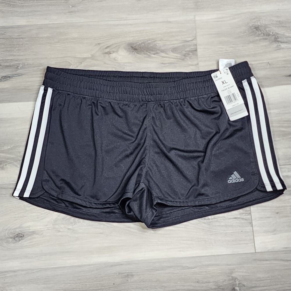 Adidas Running Shorts Women's XL Black Pacer 3 Stripes Knit New